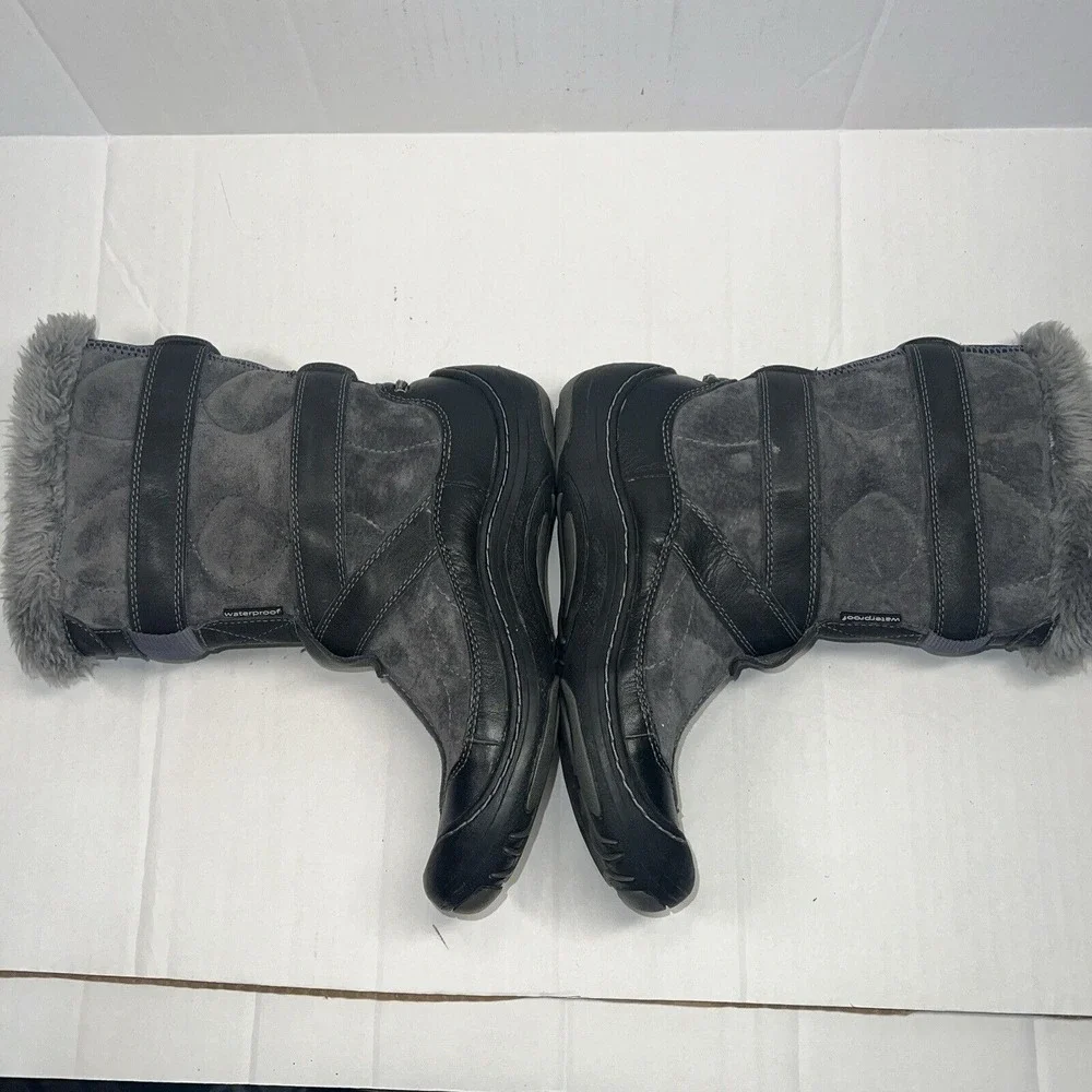 PRIVO Waterproof Winter Boots Women Size 6 Fur Lined Buckle Gray Black‎ Gorpcore